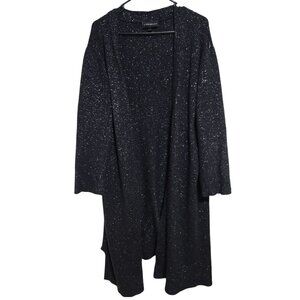 Lane Bryant Open Front Cardigan Duster Size 18 20 Black Sparkle Long Sweater